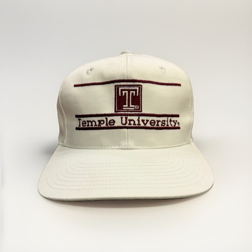 Vintage 90s The Game White Split Bar NCAA Temple University Owls Snapback Hat